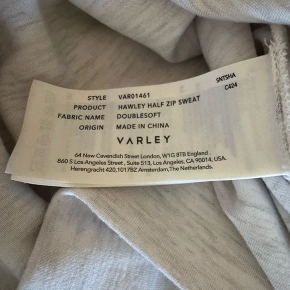 NEW Varley Hawley Half Zip Sweatshirt in Ivory Marl - Picture 5 of 7